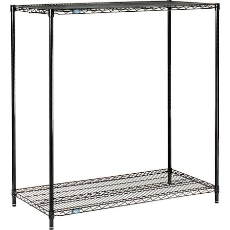 Nexel Black Epoxy, 2 Tier, Wire Shelving Starter Unit, 72W x 21D x 34H 21723B2